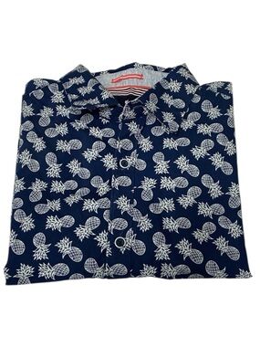 Denim & Flower Slim Fit Navy White Pineapple Button Down Shirt - Men’s Medium